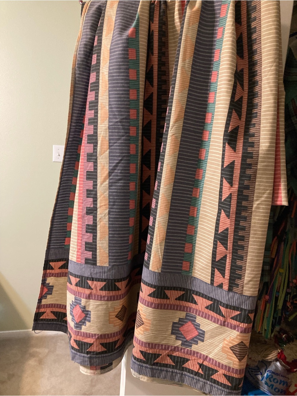 Canon Southwestern Stripe Curtain Panel in Beige, Coral & Teal